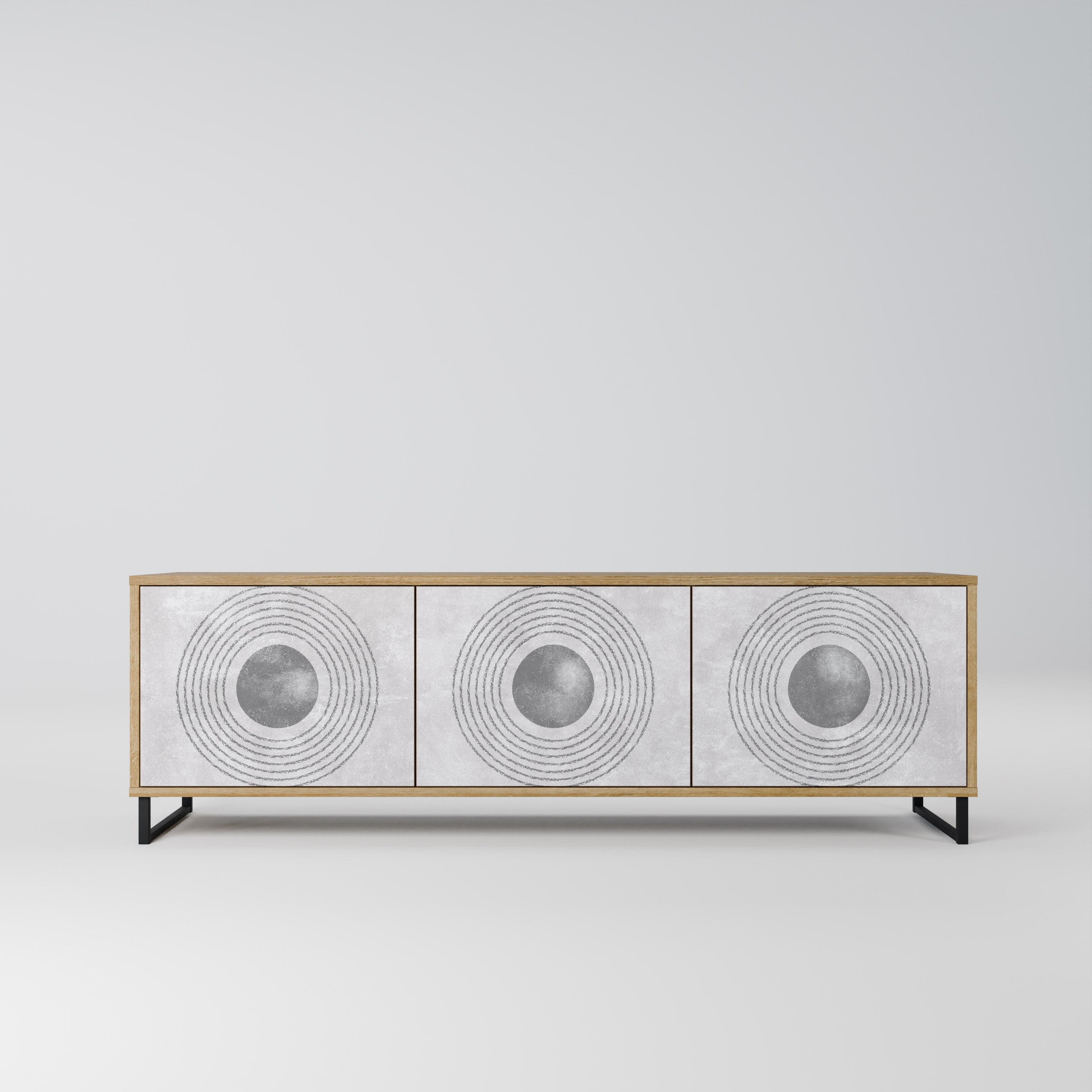 SOLID CIRCLES 3-Door TV Stand in Oak Effect