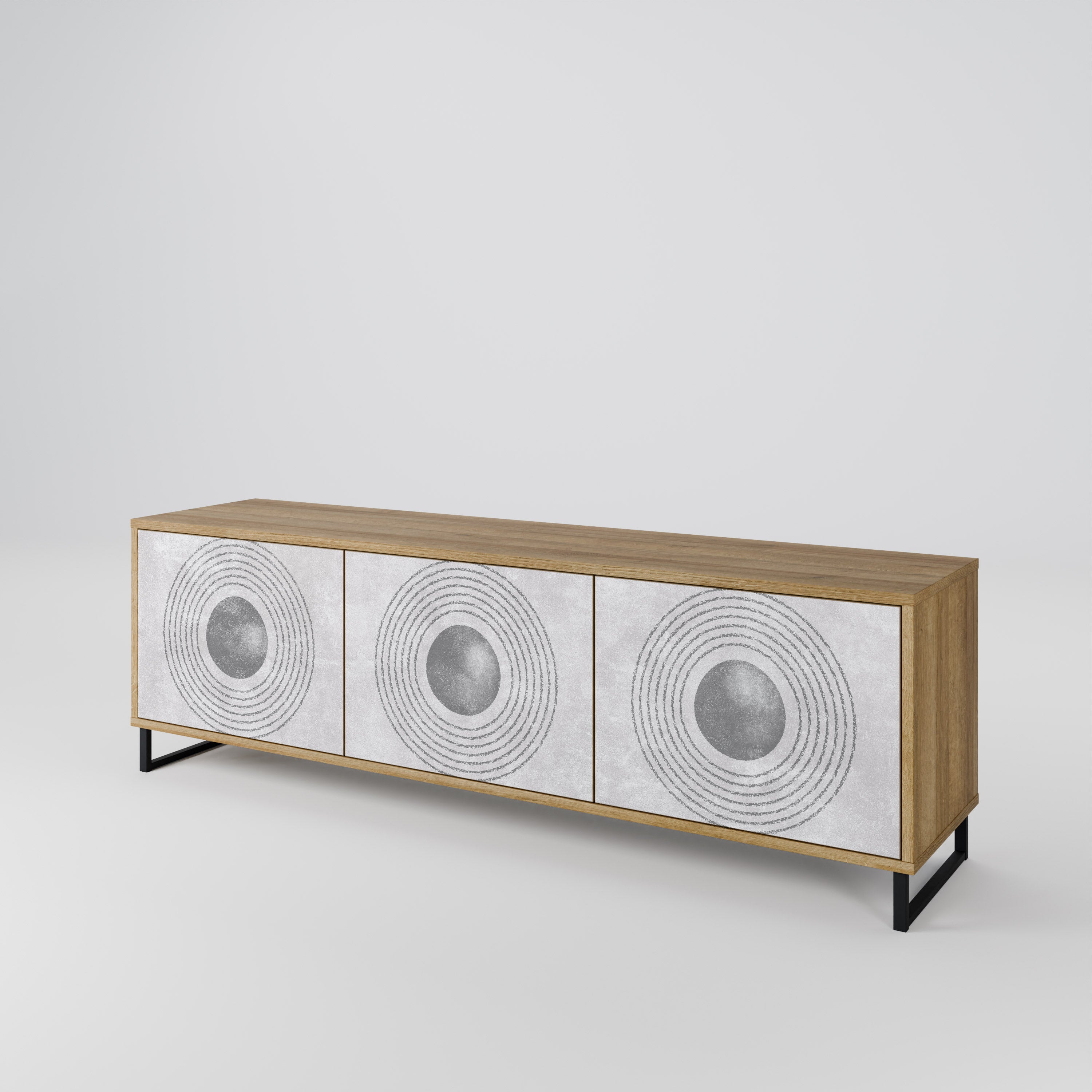 SOLID CIRCLES 3-Door TV Stand in Oak Effect