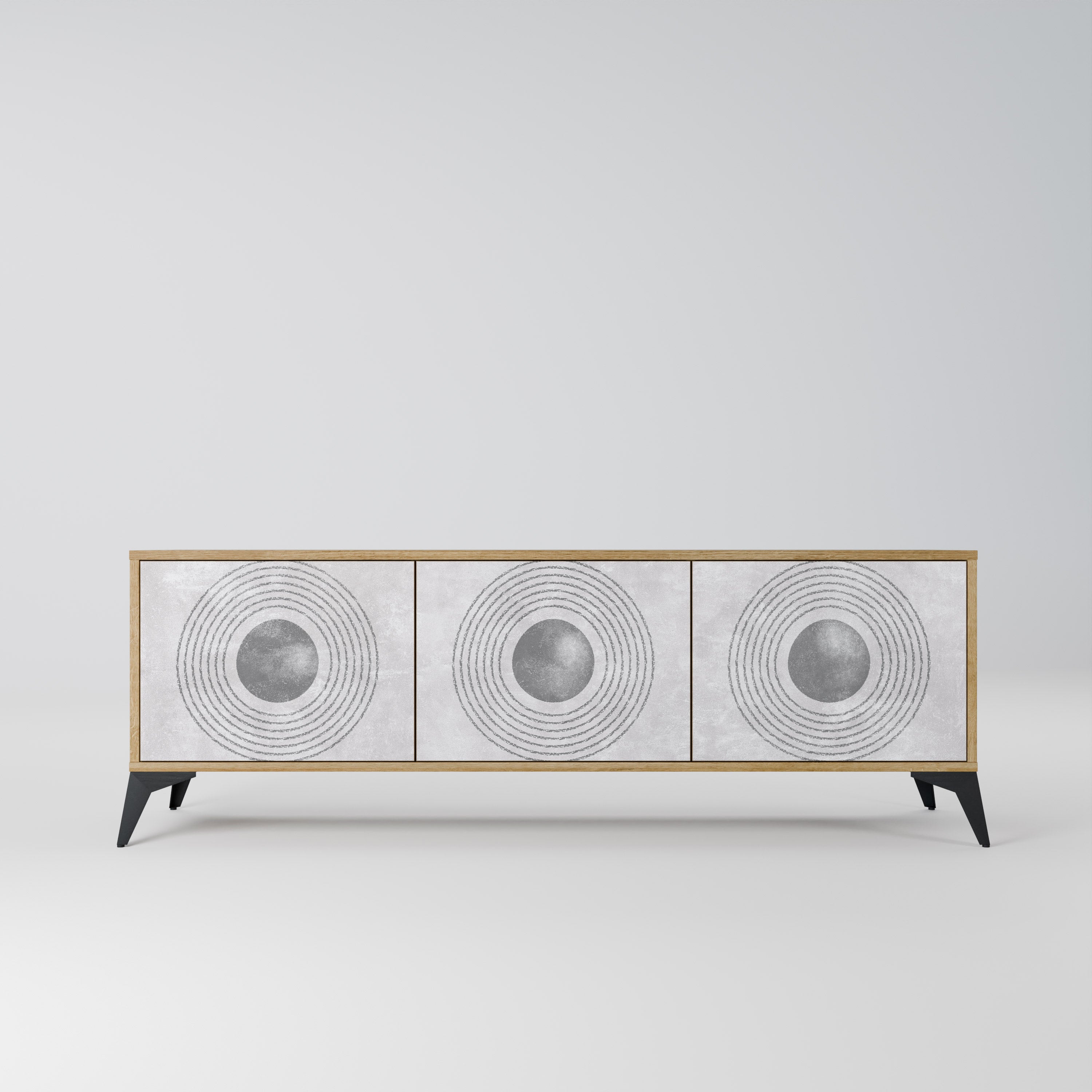 SOLID CIRCLES 3-Door TV Stand in Oak Effect