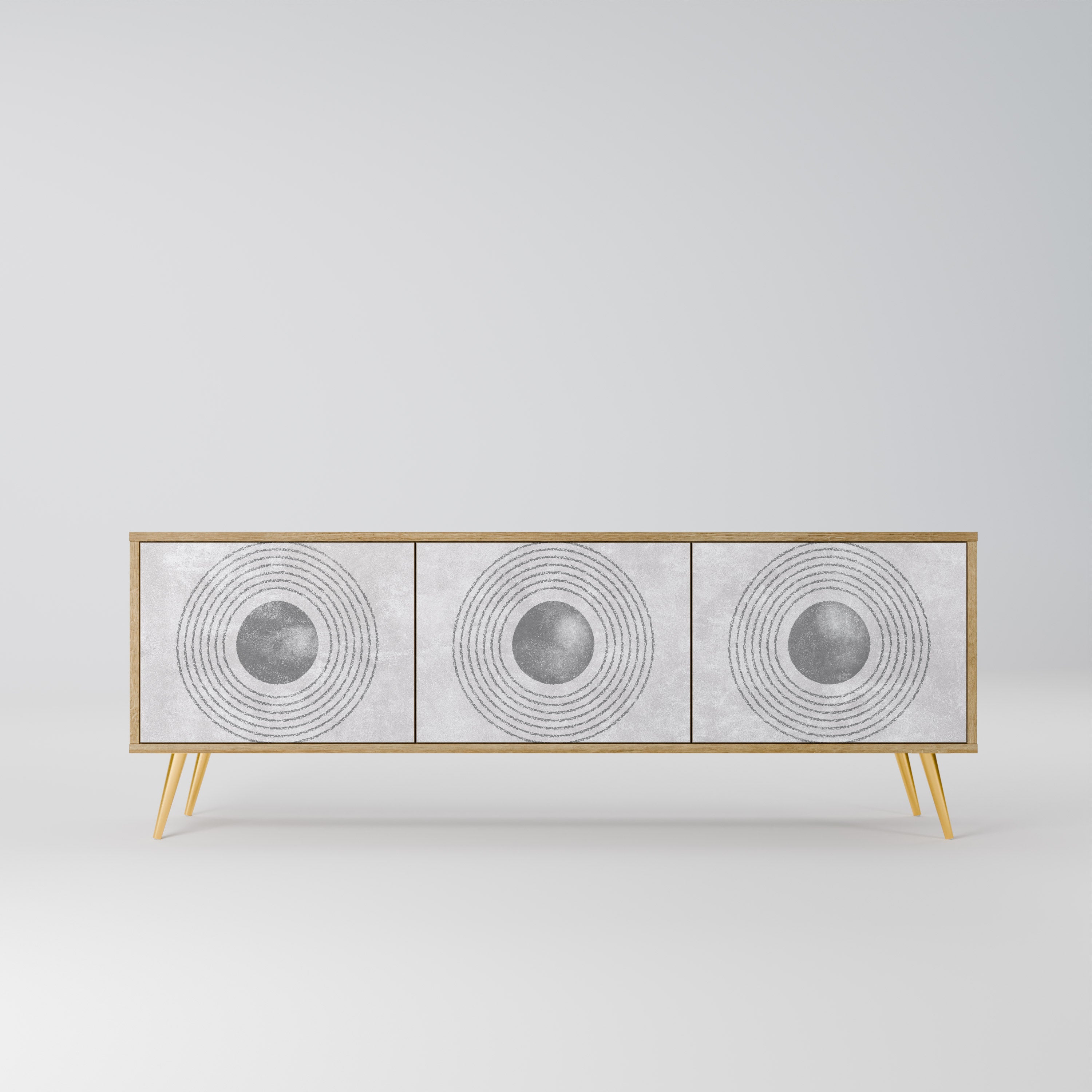 SOLID CIRCLES 3-Door TV Stand in Oak Effect