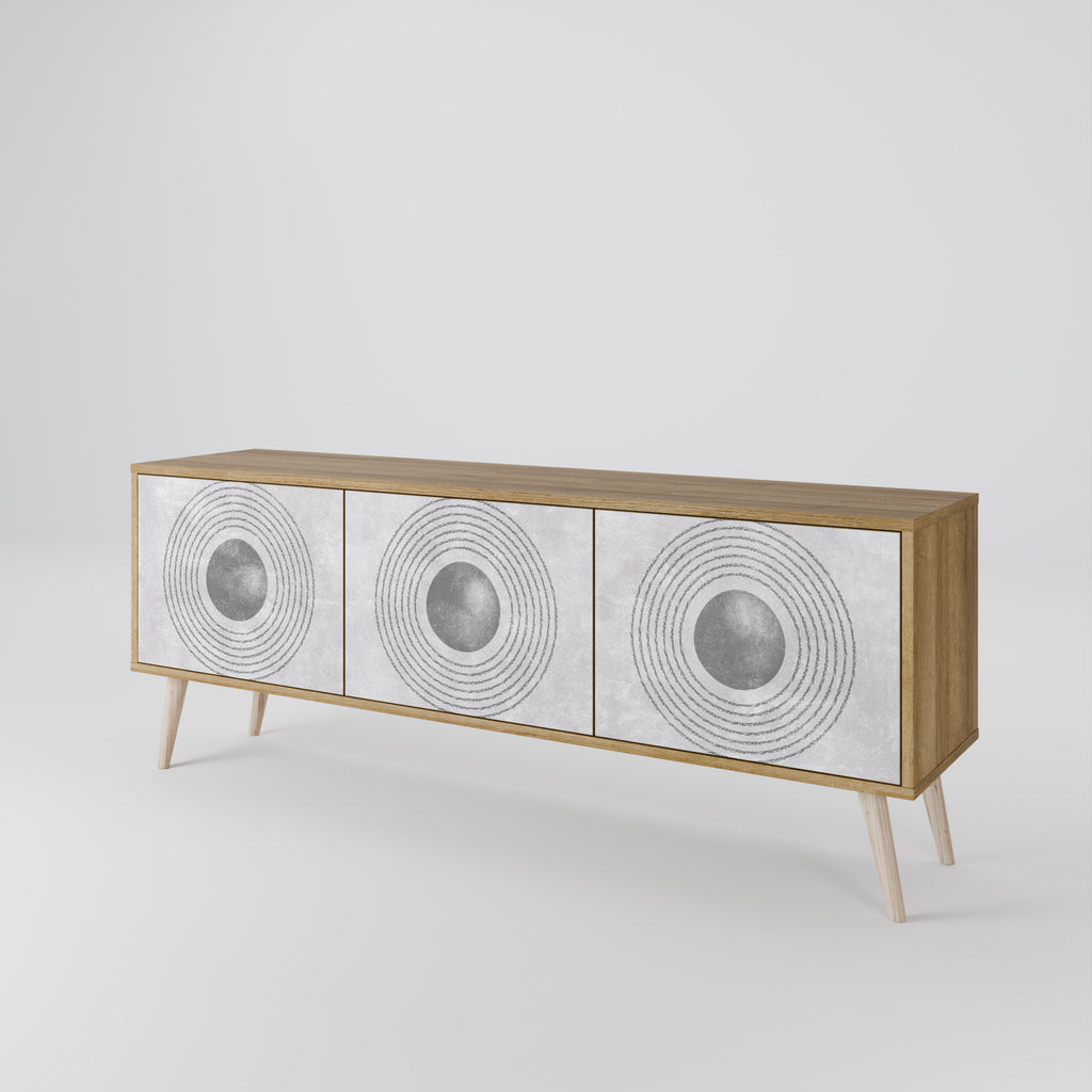 SOLID CIRCLES 3-Door TV Stand in Oak Effect