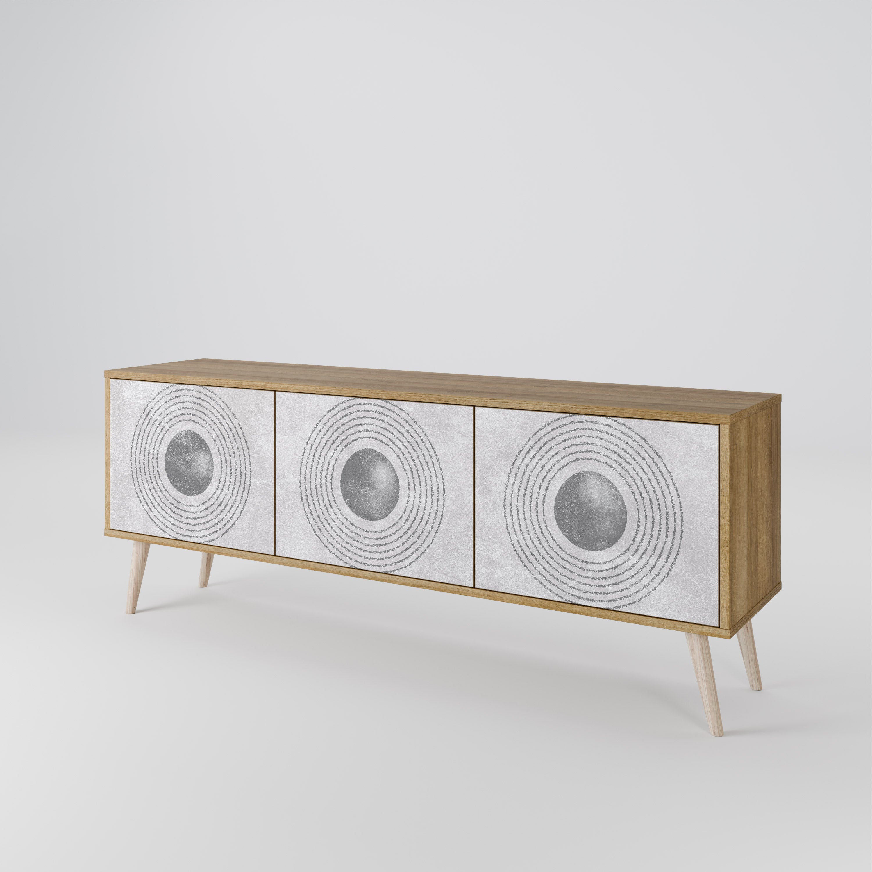 SOLID CIRCLES 3-Door TV Stand in Oak Effect