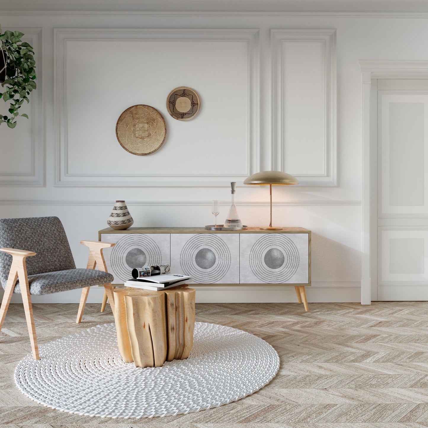 SOLID CIRCLES Mueble de TV de 3 Puertas