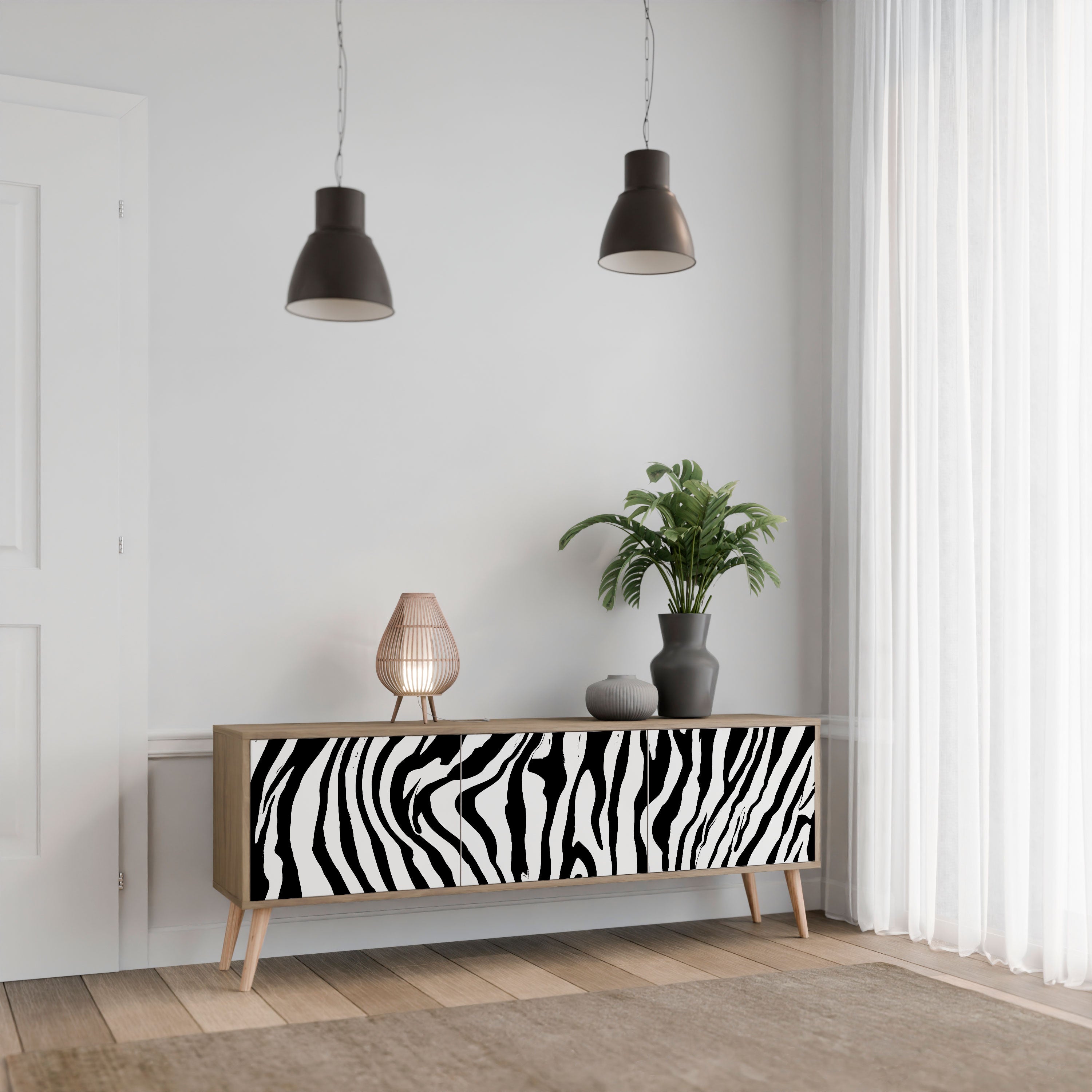 SPLENDID ZEBRA 3-Door TV Stand in Oak Effect