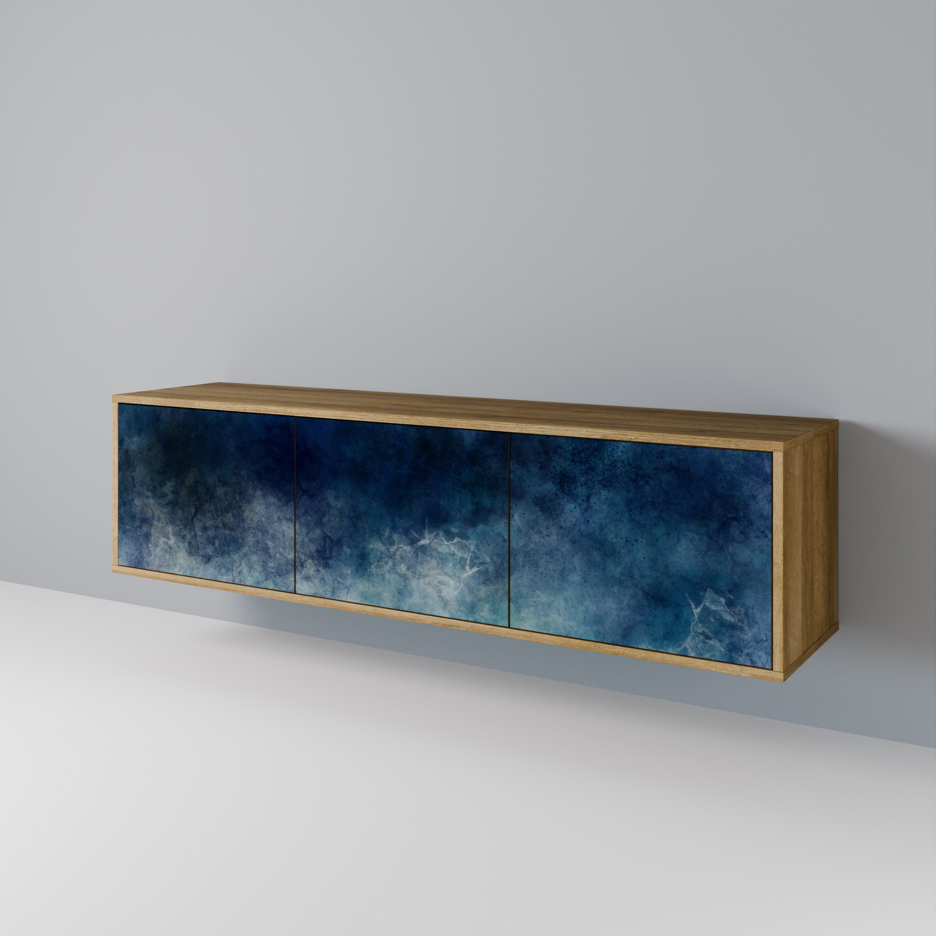 CELESTIAL FALL 3-Door TV Stand in Oak Effect