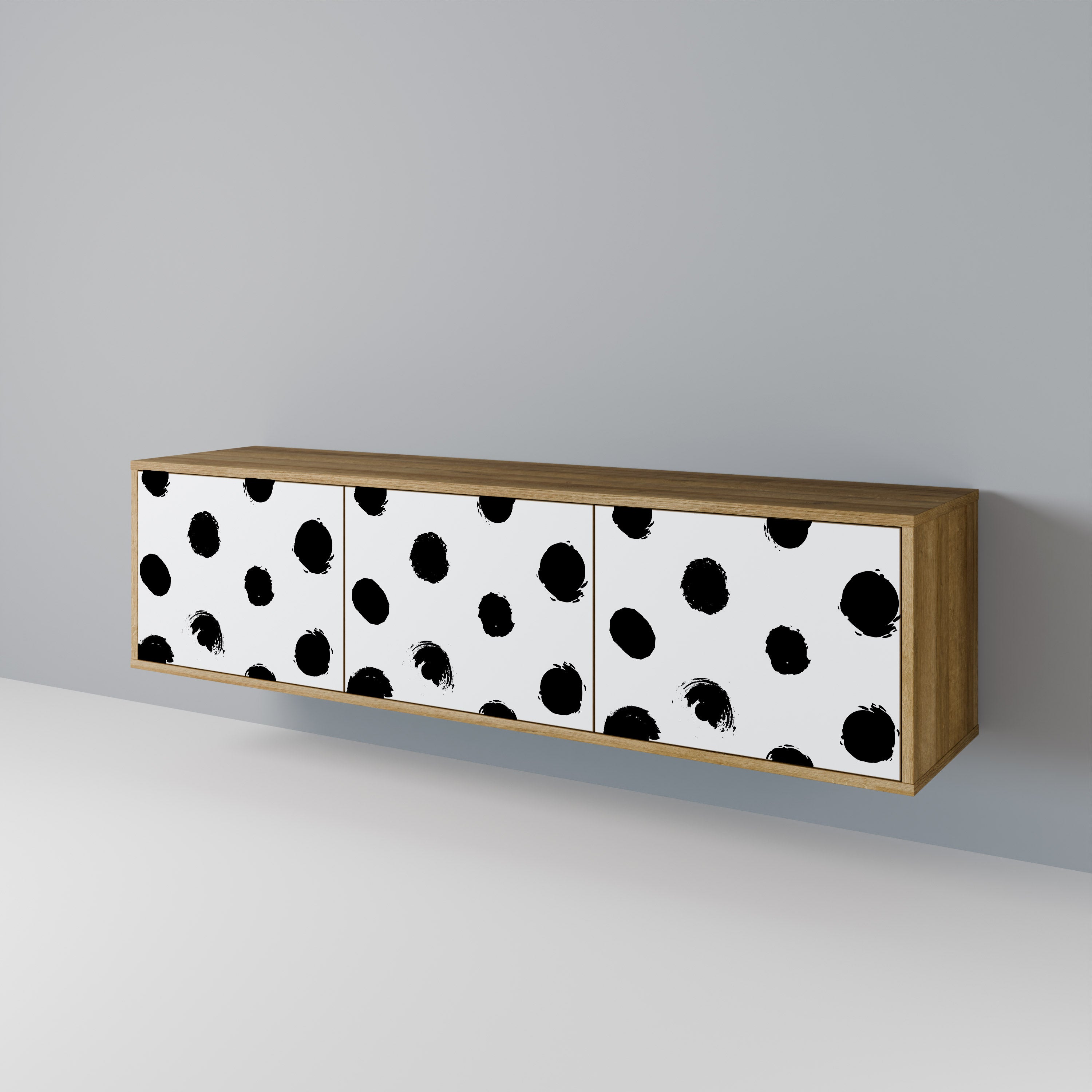 SLIPPING MINUTES 3-Door TV Stand in Oak Effect