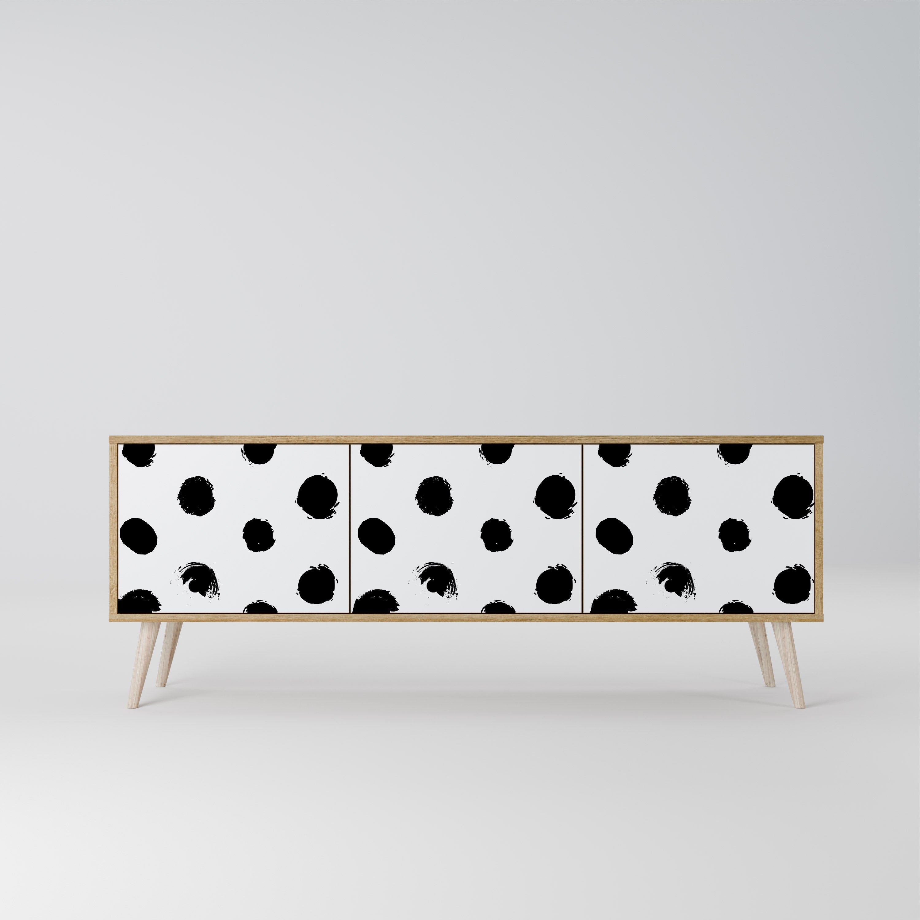 SLIPPING MINUTES Mueble de TV de 3 puertas con efecto roble