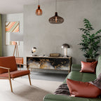 MARBLE OF TOMMORROW 3-Door TV Stand in Oak Effect