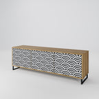 GLOOMY HOST 3-Door TV Stand in Oak Effect