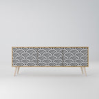 GLOOMY HOST 3-Door TV Stand in Oak Effect