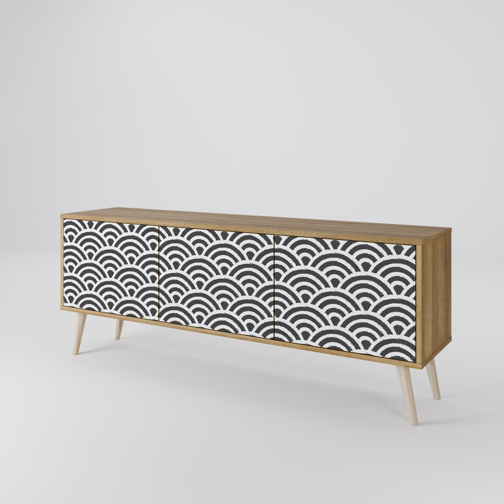 GLOOMY HOST 3-Door TV Stand in Oak Effect
