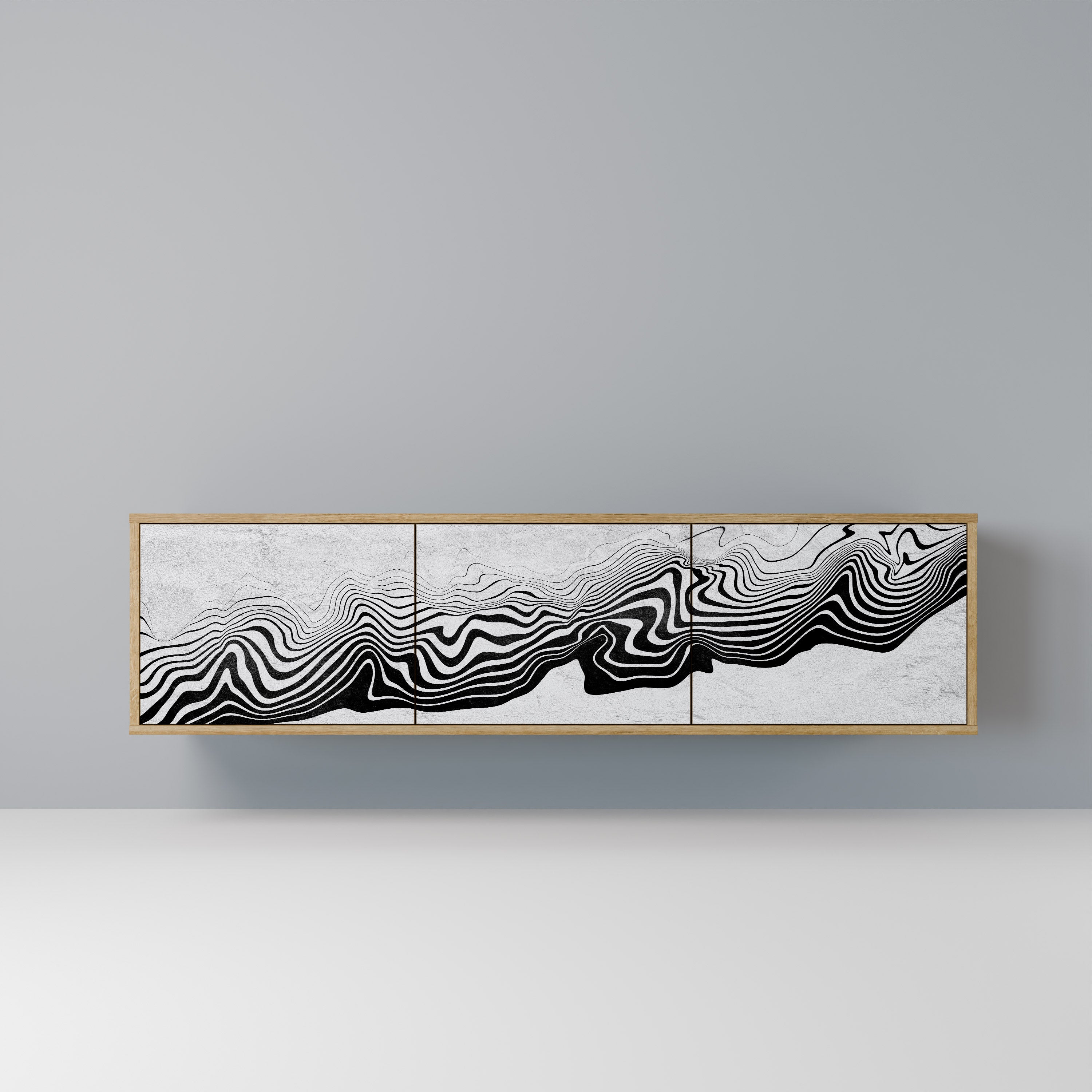 MONOCHROME MIRAGE 3-Door TV Stand in Oak Effect