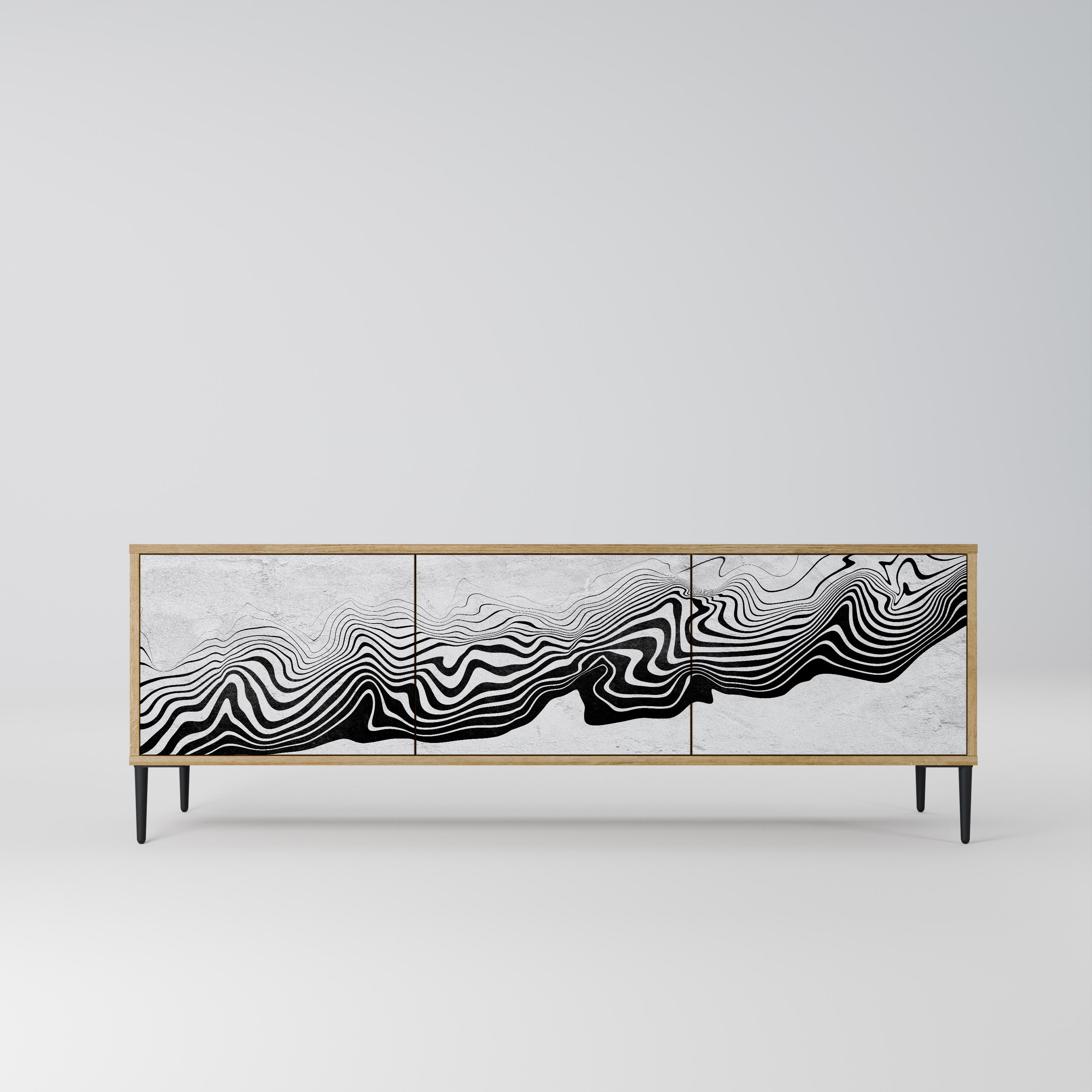 MONOCHROME MIRAGE 3-Door TV Stand in Oak Effect
