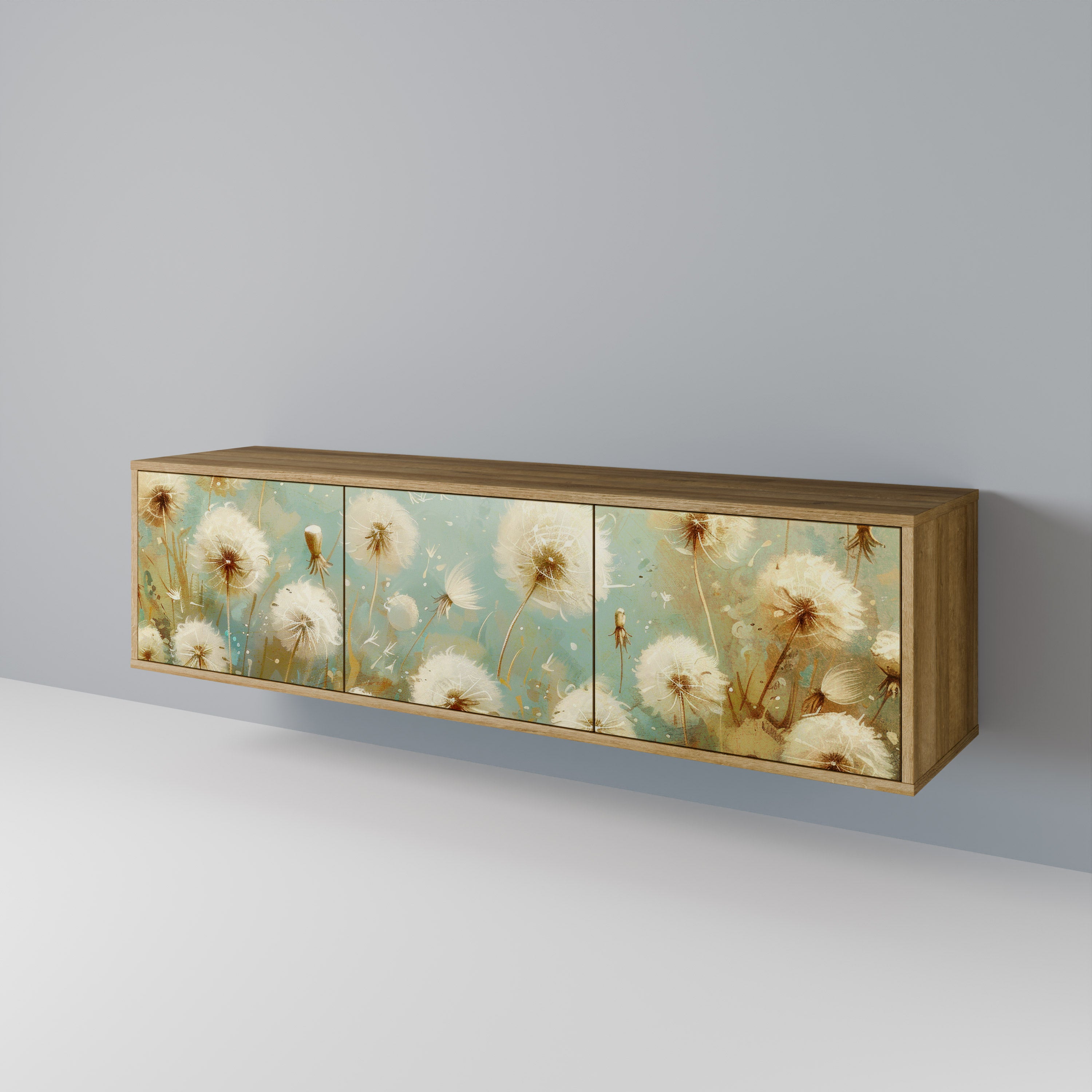 DREAMY MEADOW 3-Door TV Stand in Oak Effect