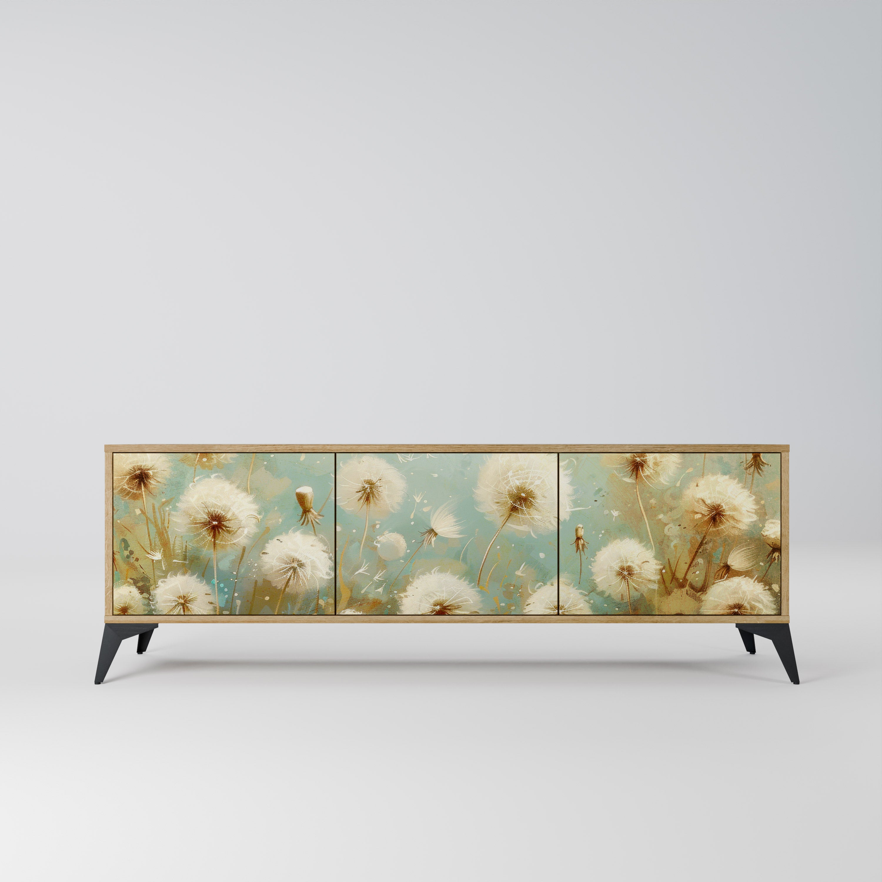 DREAMY MEADOW 3-Door TV Stand in Oak Effect
