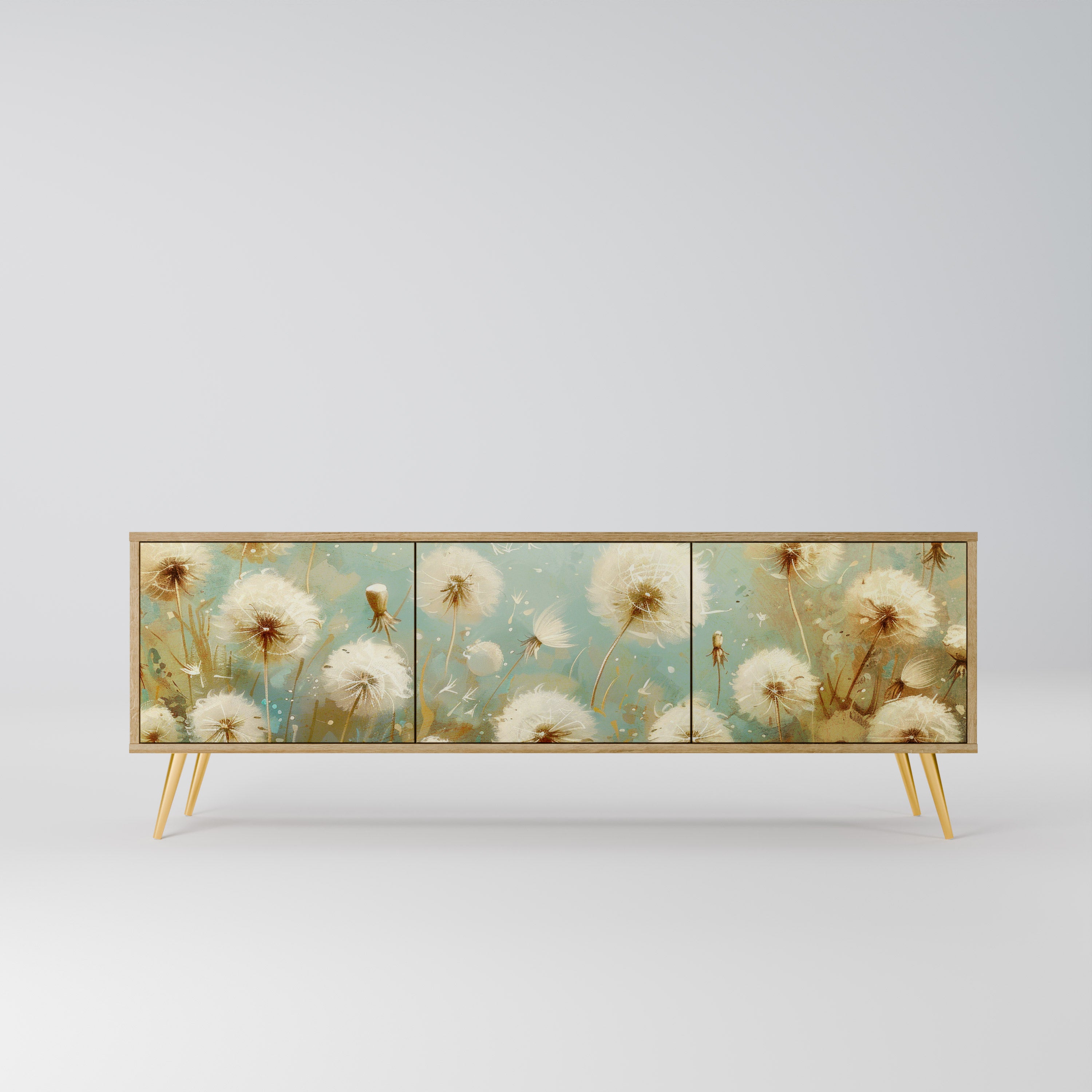DREAMY MEADOW 3-Door TV Stand in Oak Effect