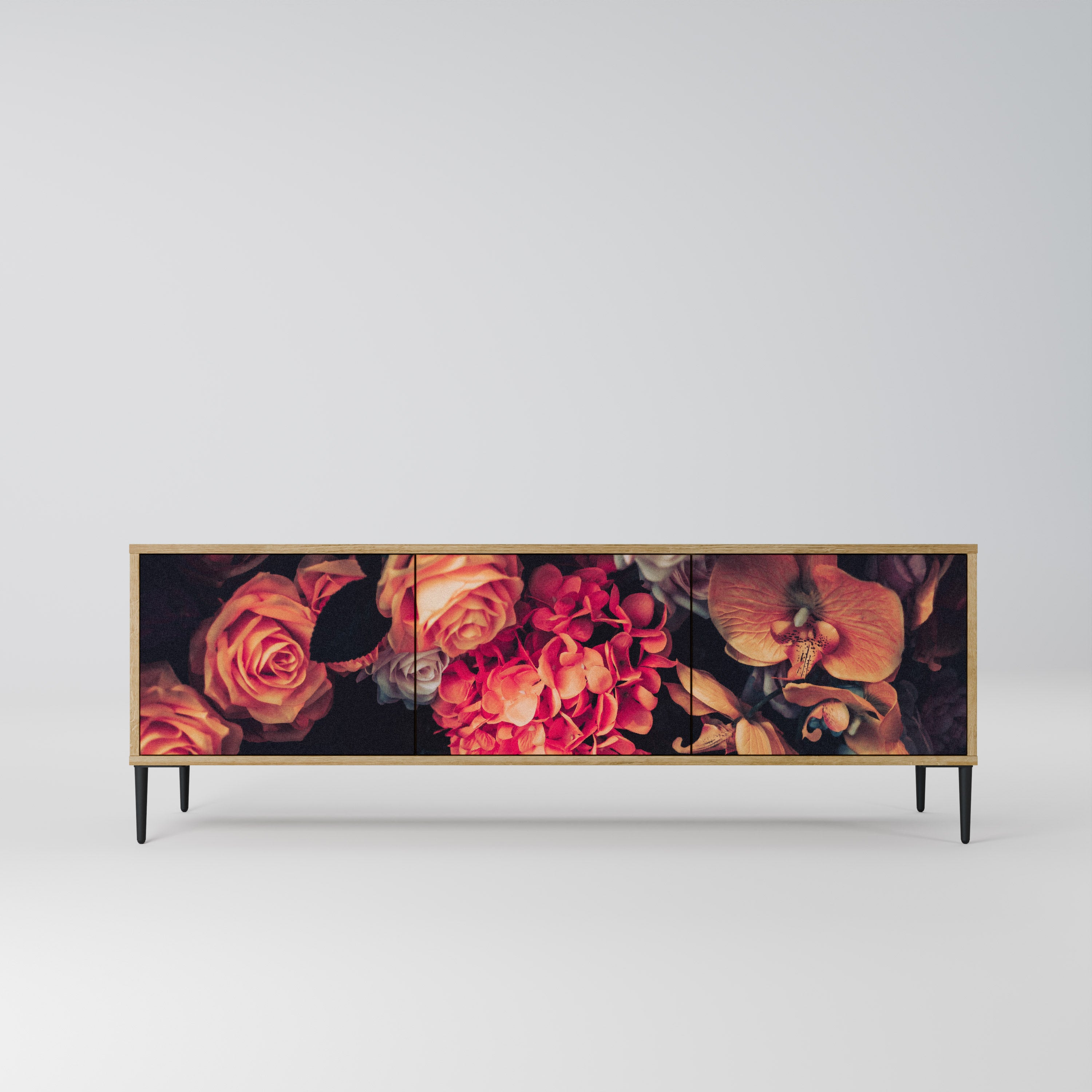 NEVERENDING BLOOM 3-Door TV Stand in Oak Effect