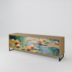 BLOOMING WATERS 3-Door TV Stand in Oak Effect