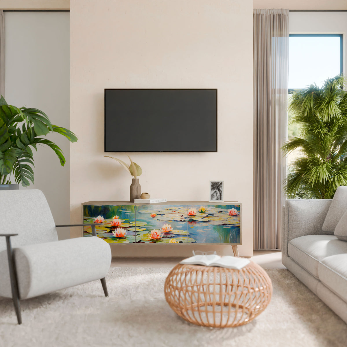 BLOOMING WATERS Mueble de TV de 3 Puertas