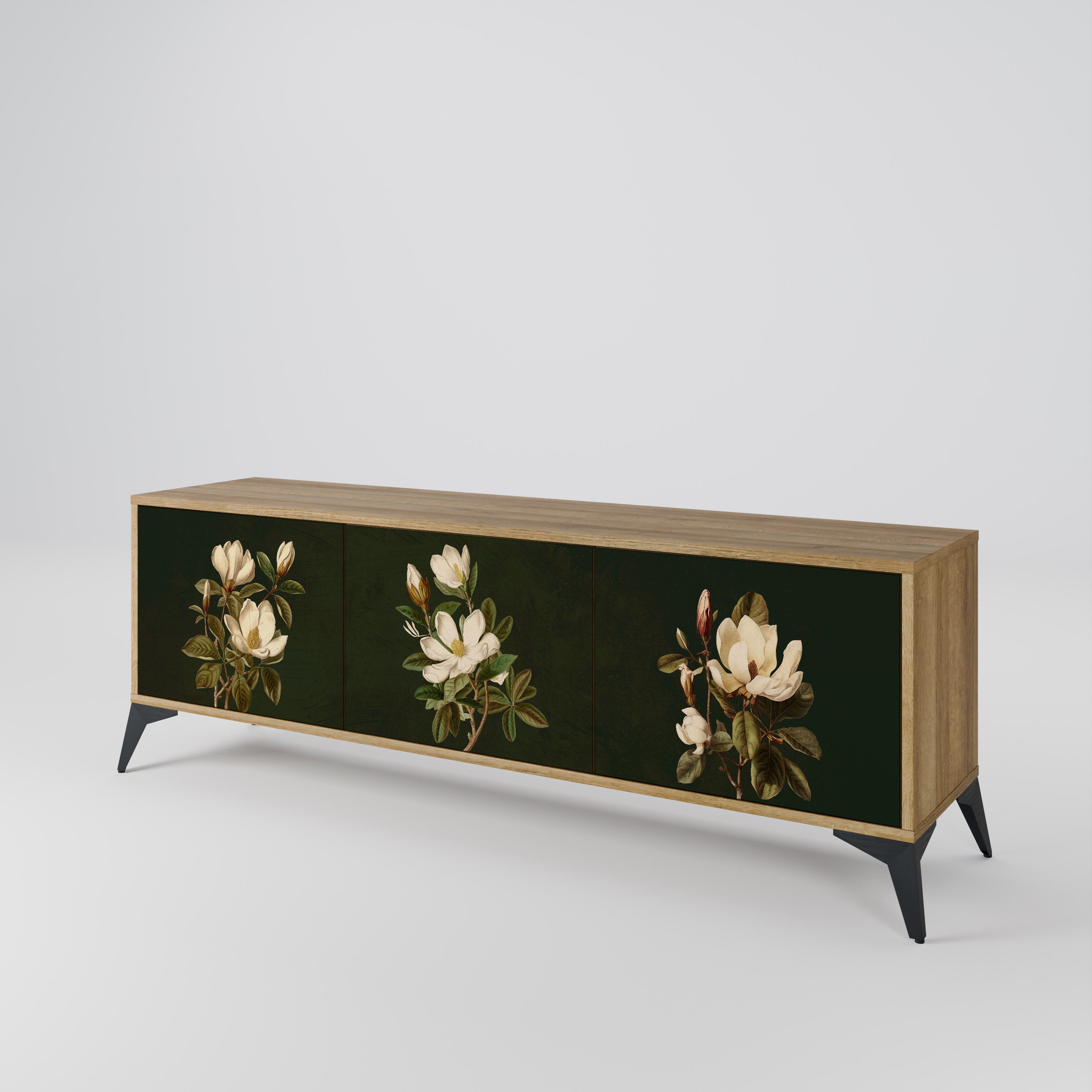FLORAL NOIR Mueble de TV de 3 Puertas