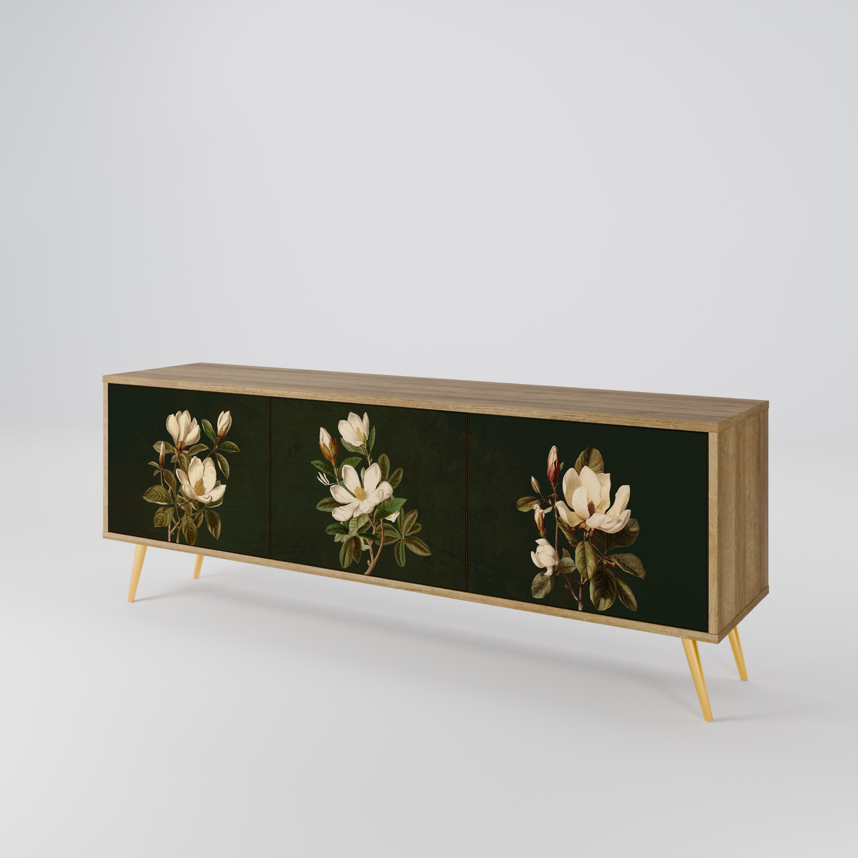 FLORAL NOIR Mueble de TV de 3 Puertas