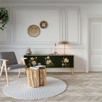 FLORAL NOIR 3-Door TV Stand in Oak Effect