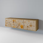 MORNING GLADE Mueble de TV de 3 Puertas en Efecto Roble