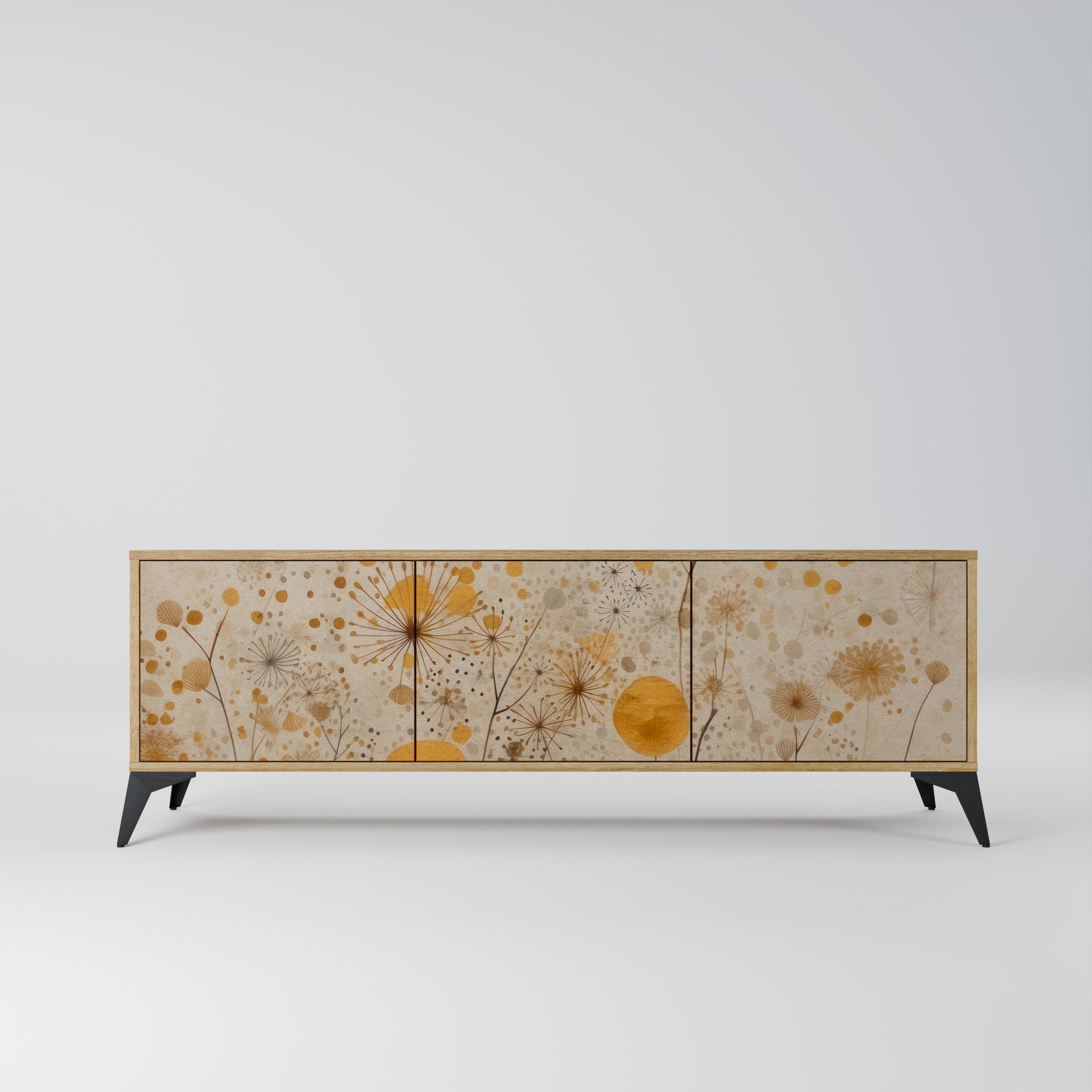 MORNING GLADE 3-Door TV Stand in Oak Effect