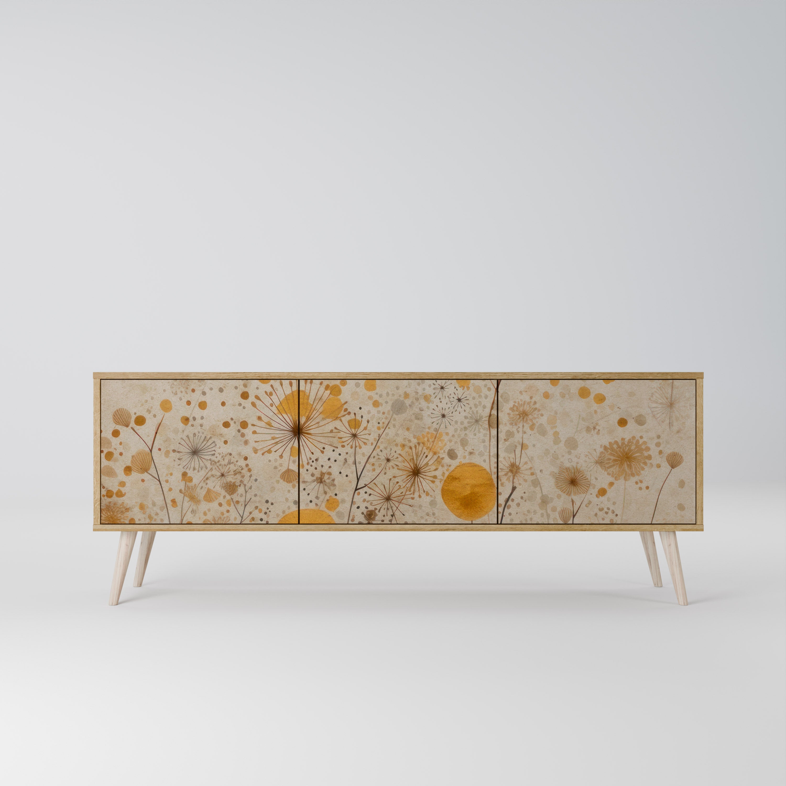MORNING GLADE 3-Door TV Stand in Oak Effect