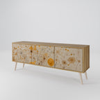 MORNING GLADE Mueble de TV de 3 Puertas en Efecto Roble