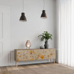 MORNING GLADE Mueble de TV de 3 Puertas en Efecto Roble