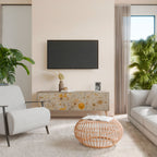 MORNING GLADE Mueble de TV de 3 Puertas en Efecto Roble