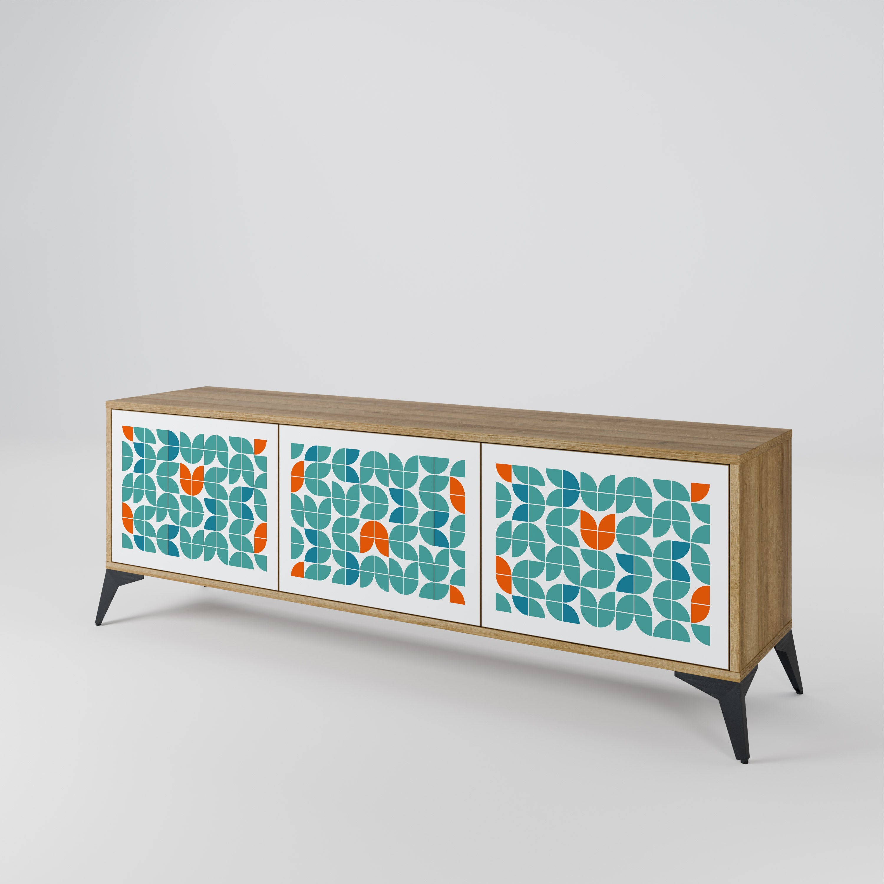 BE THE CHANGE 3-Door TV Stand in Oak Effect