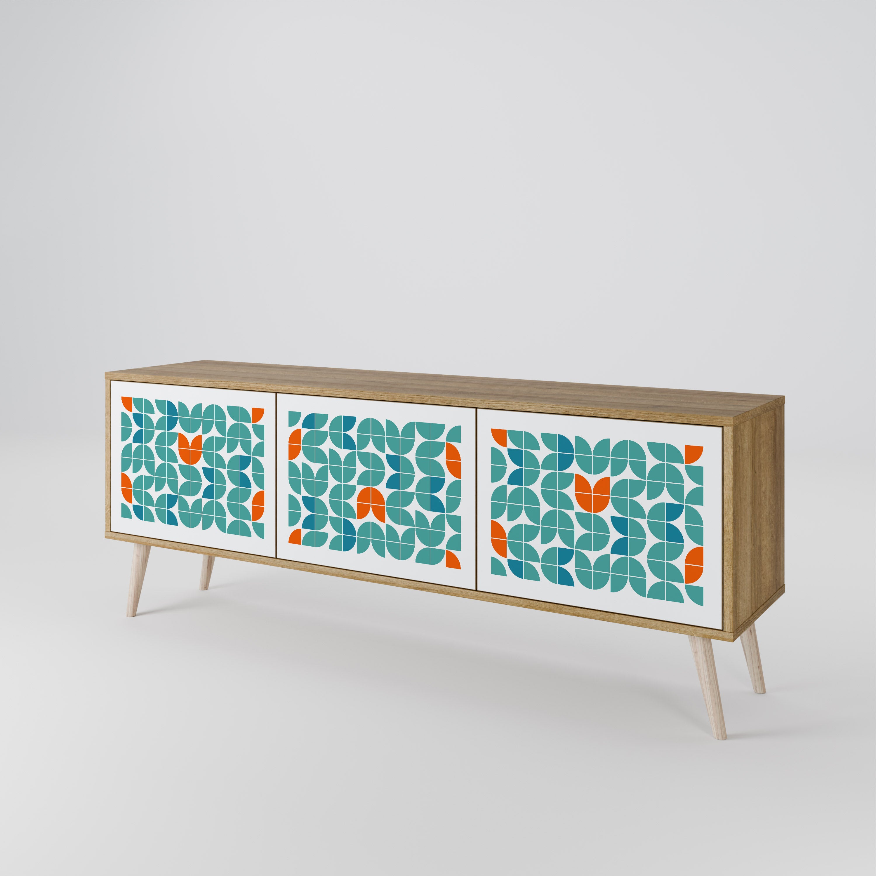 BE THE CHANGE 3-Door TV Stand in Oak Effect