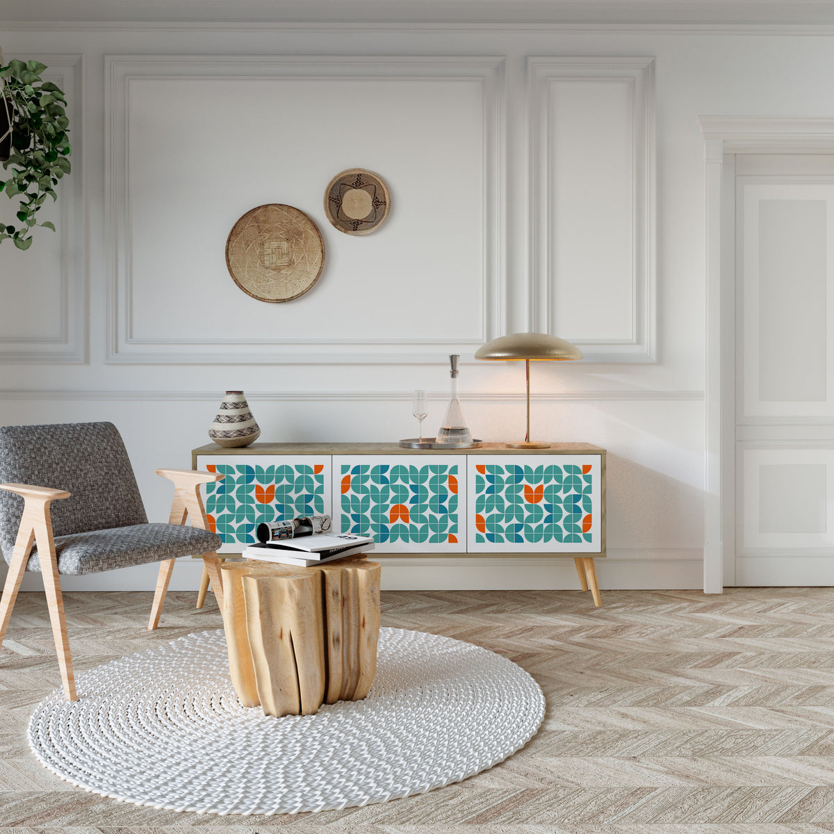BE THE CHANGE Mueble de TV de 3 Puertas