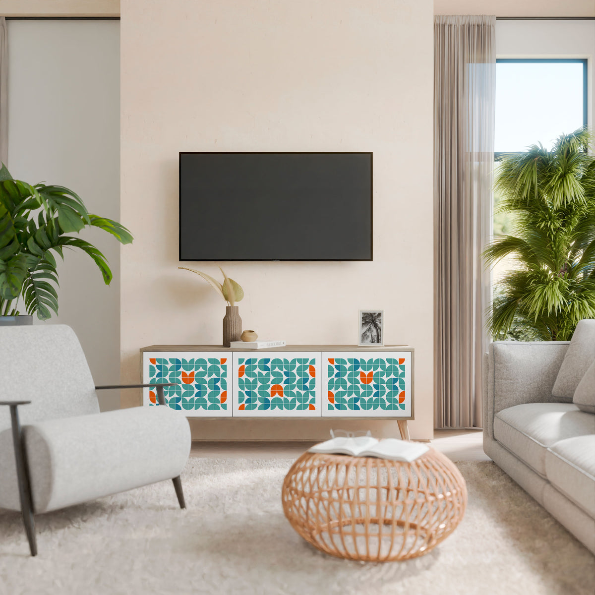 BE THE CHANGE Mueble de TV de 3 Puertas