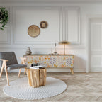 SPRING WHIMSY 3-Door TV Stand in Oak Effect