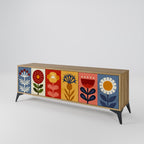 SCANDIC FLOWERET 3-Door TV Stand in Oak Effect