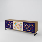 FLORAL COMBINATION 3-Door TV Stand in Oak Effect