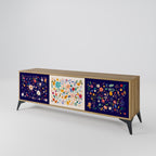 FLORAL COMBINATION 3-Door TV Stand in Oak Effect