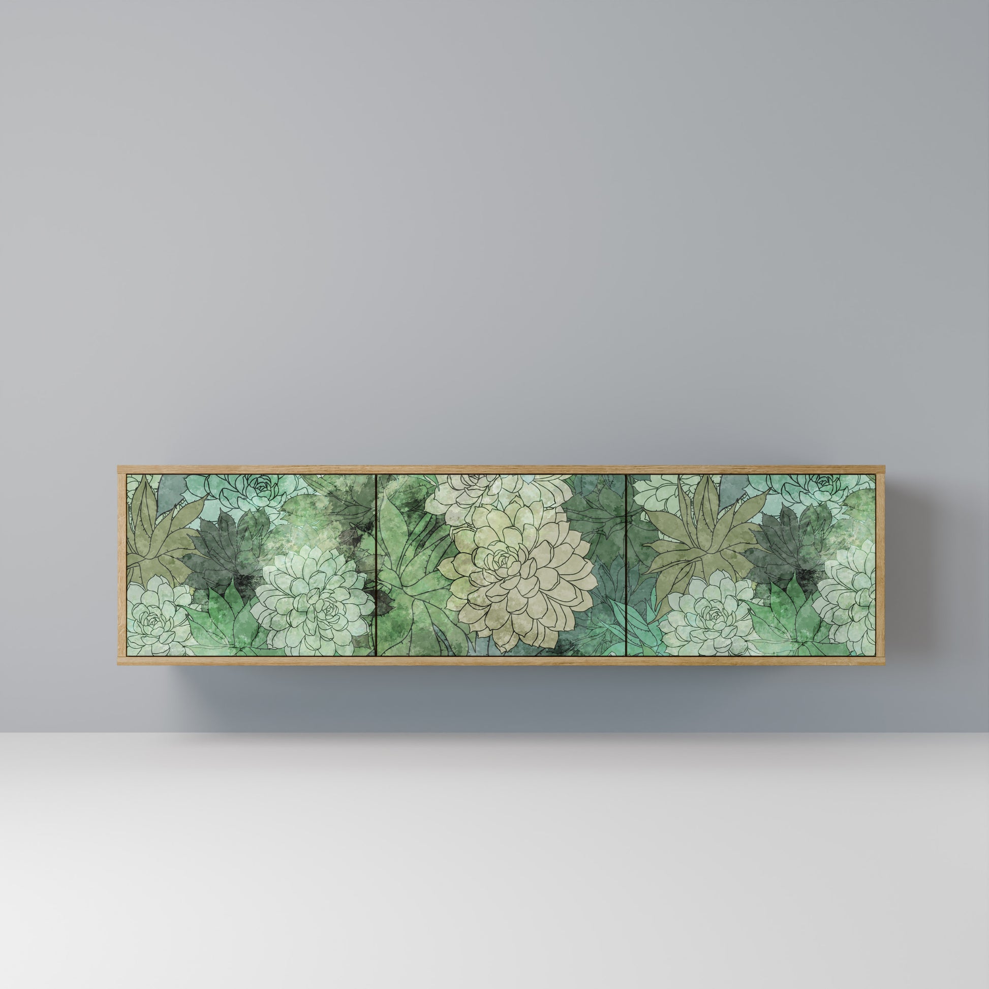 SUCCULENT CLUSTER 3-Door TV Stand in Oak Effect