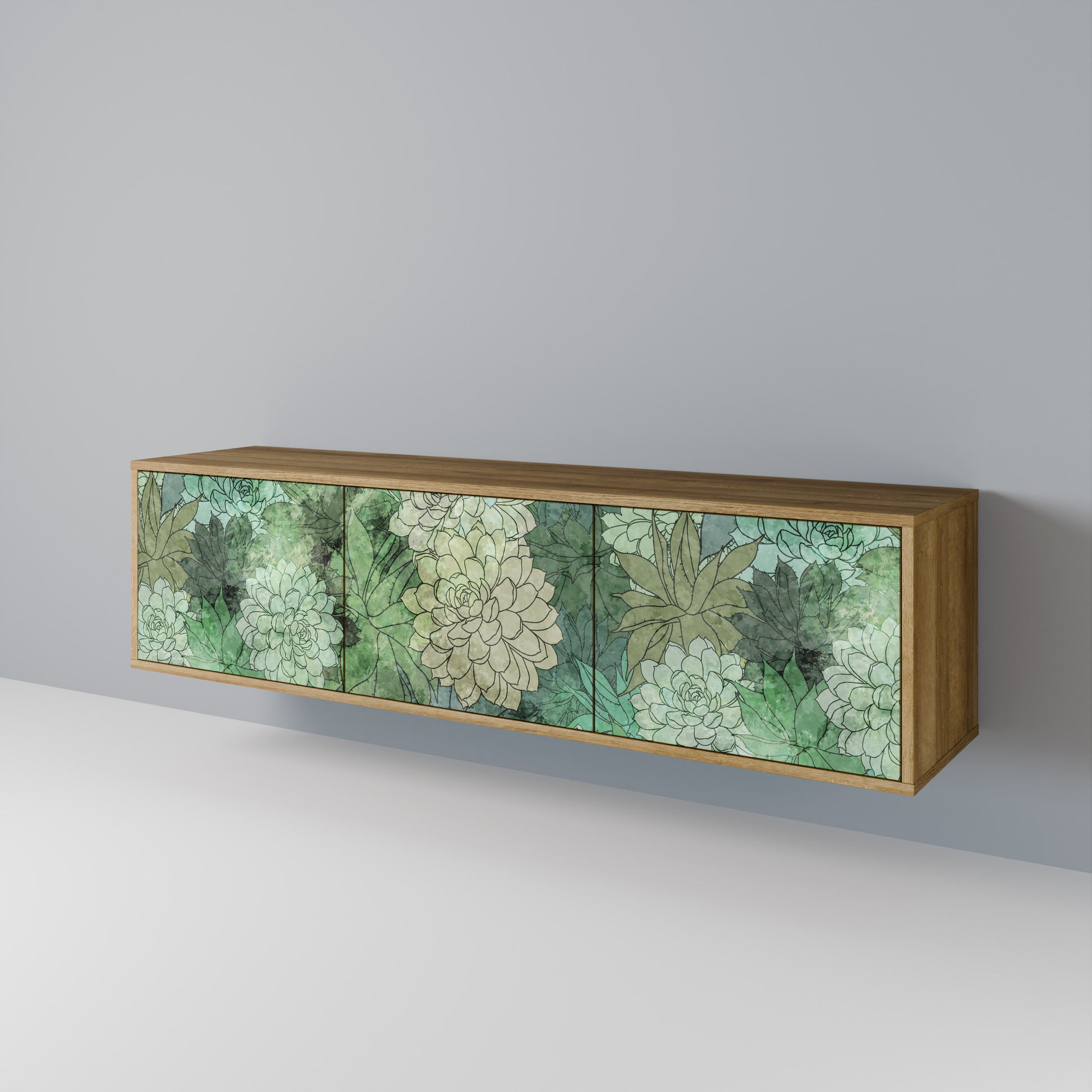 SUCCULENT CLUSTER 3-Door TV Stand in Oak Effect