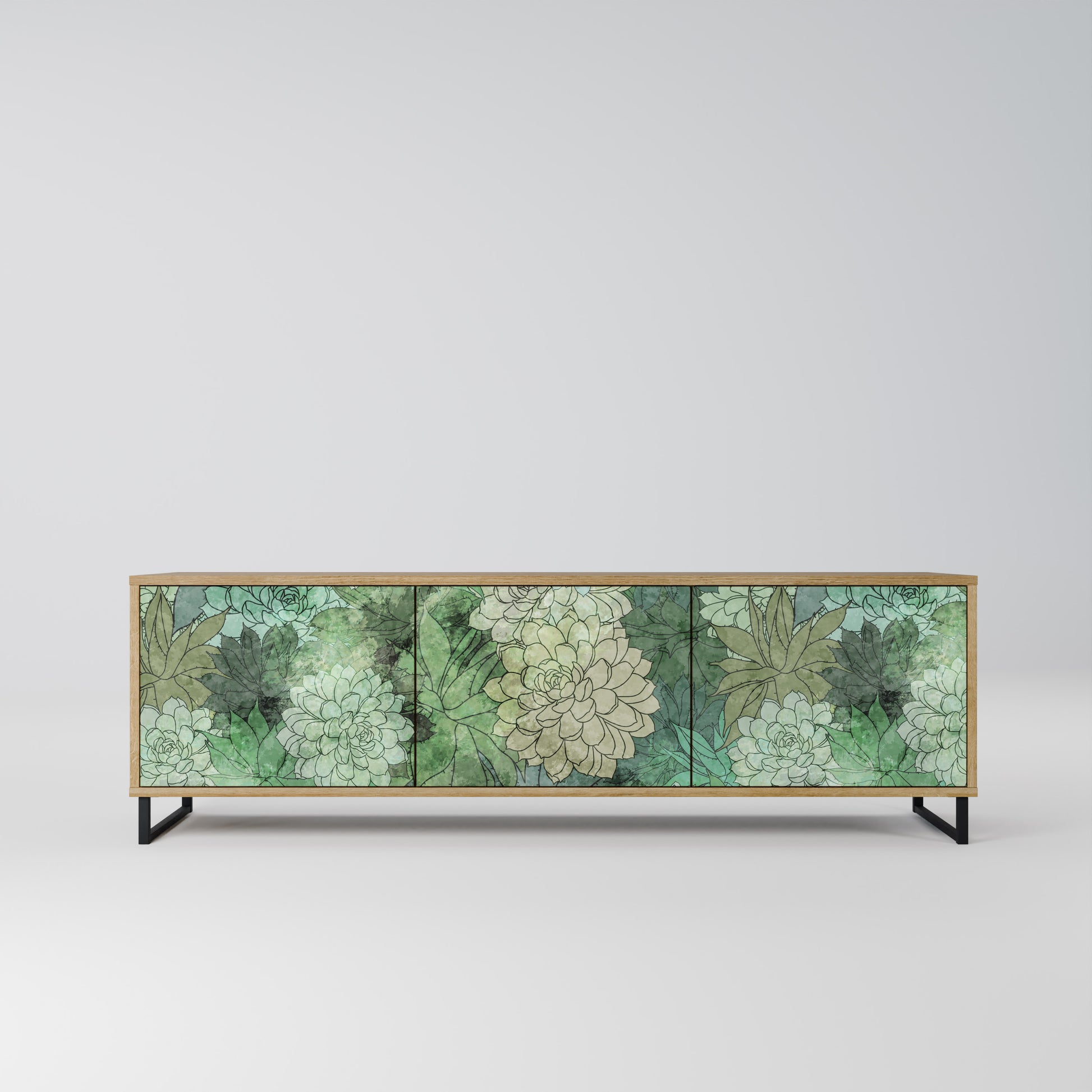SUCCULENT CLUSTER 3-Door TV Stand in Oak Effect