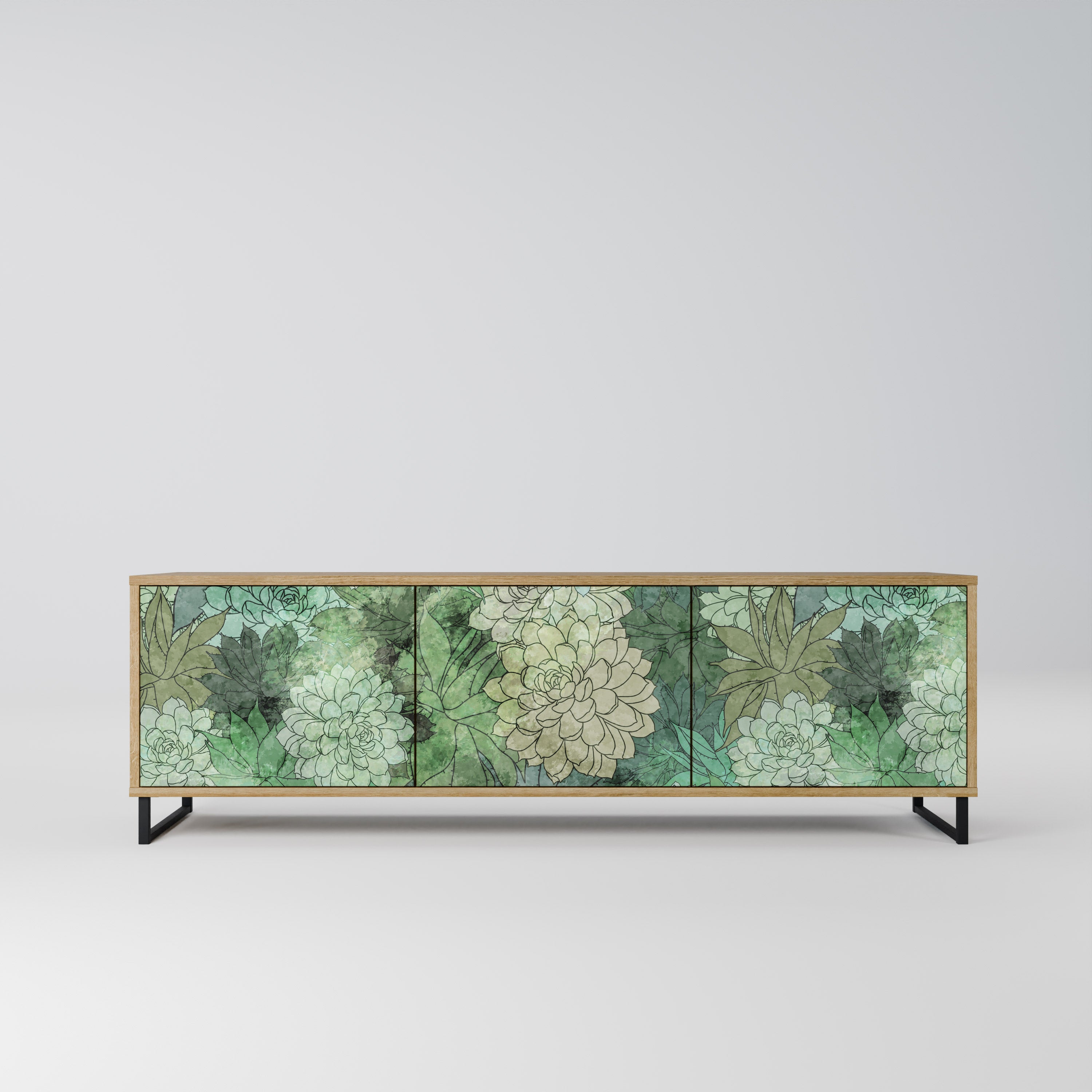 SUCCULENT CLUSTER 3-Door TV Stand in Oak Effect