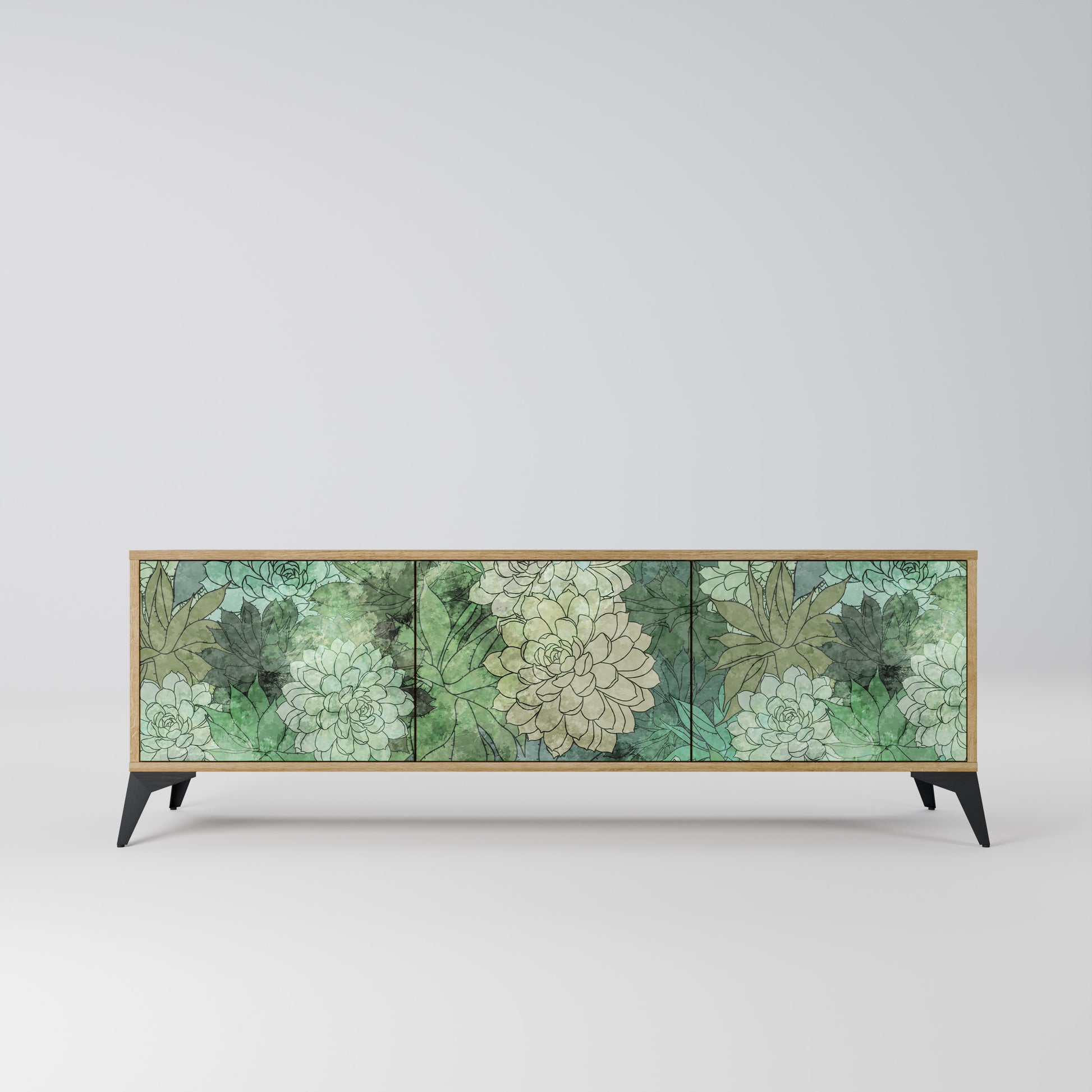 SUCCULENT CLUSTER 3-Door TV Stand in Oak Effect