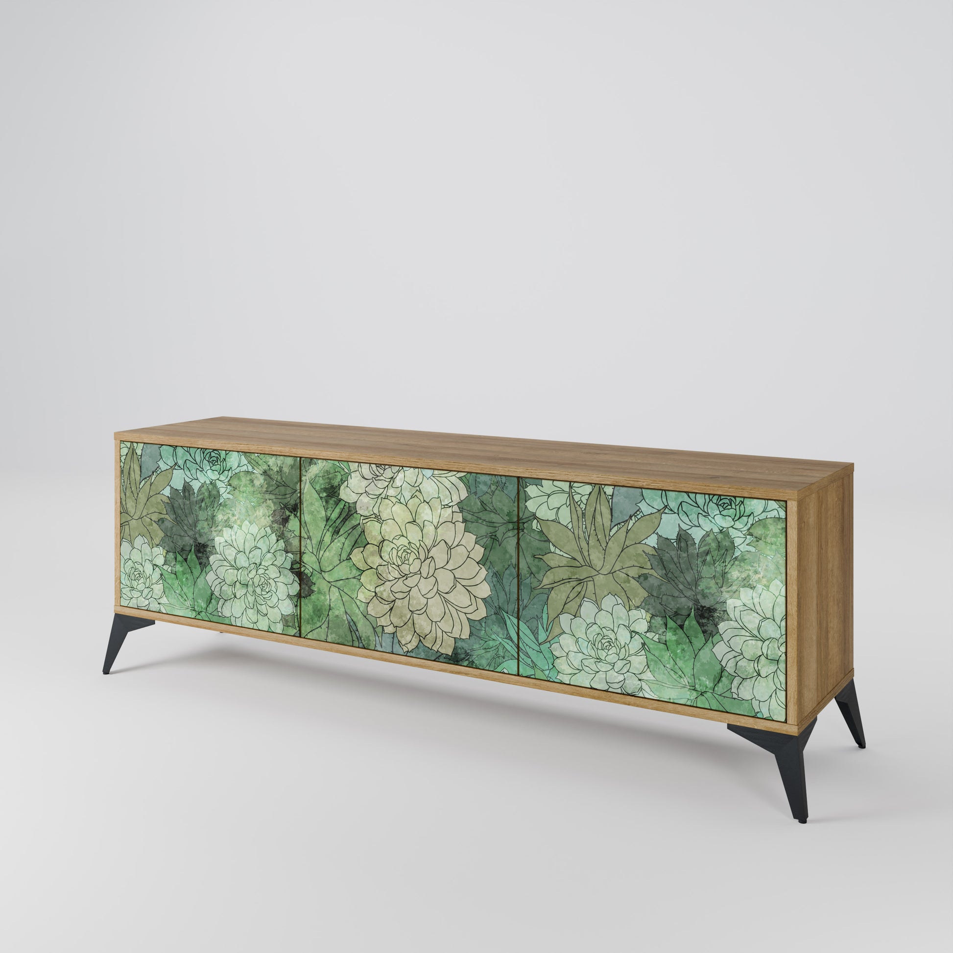 SUCCULENT CLUSTER 3-Door TV Stand in Oak Effect