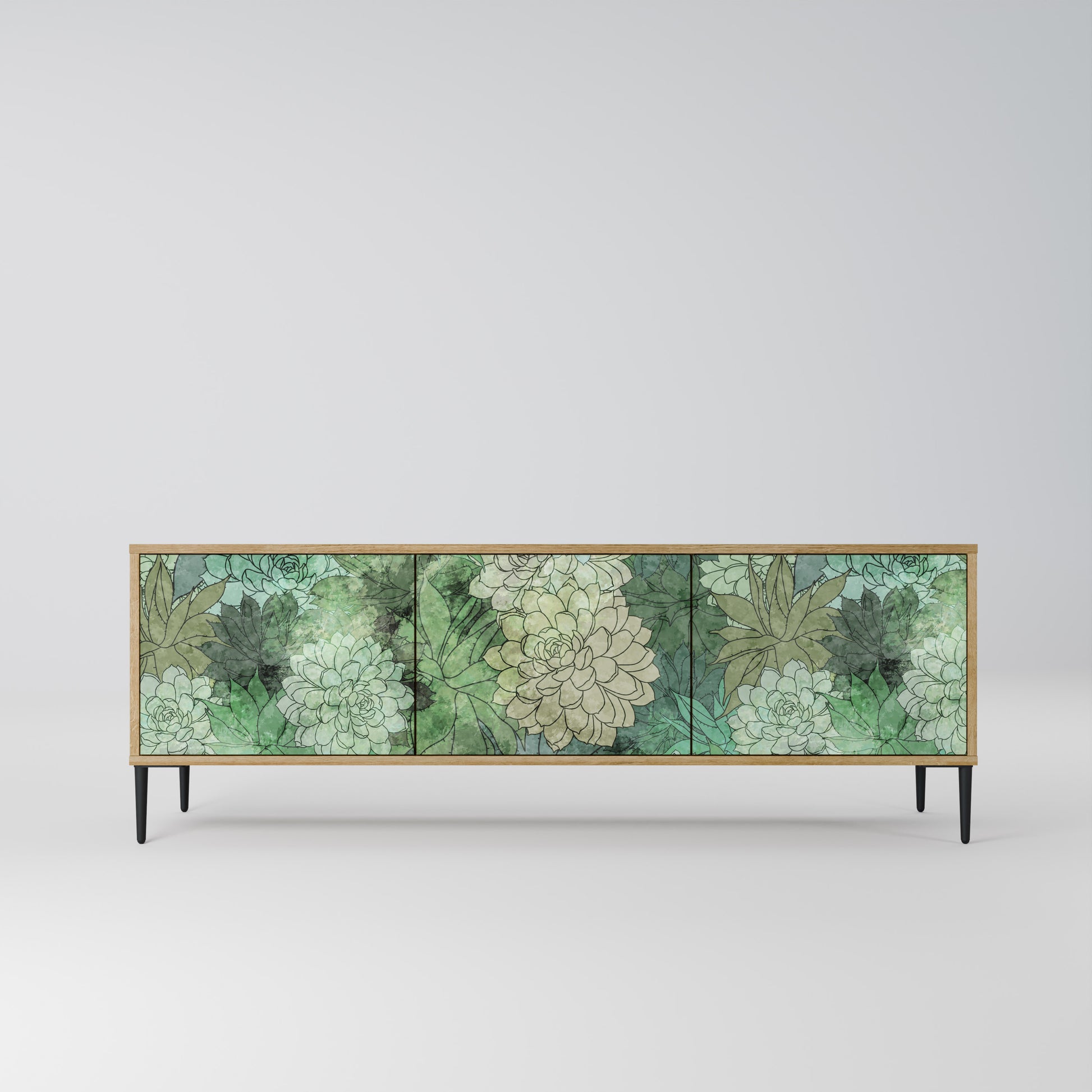 SUCCULENT CLUSTER 3-Door TV Stand in Oak Effect