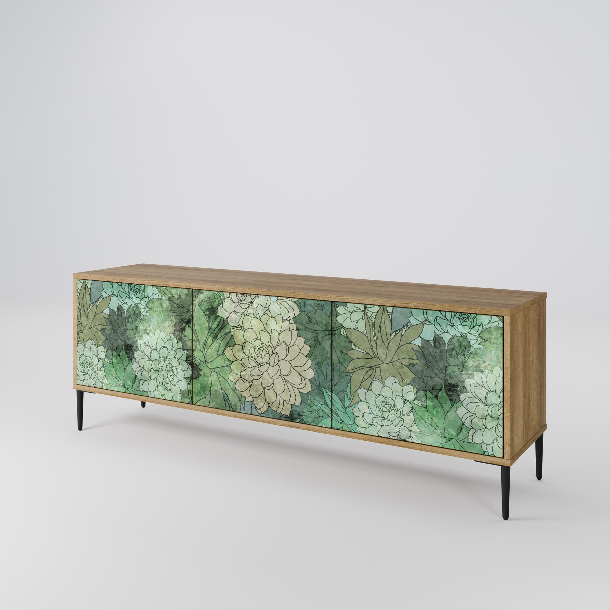 SUCCULENT CLUSTER 3-Door TV Stand in Oak Effect