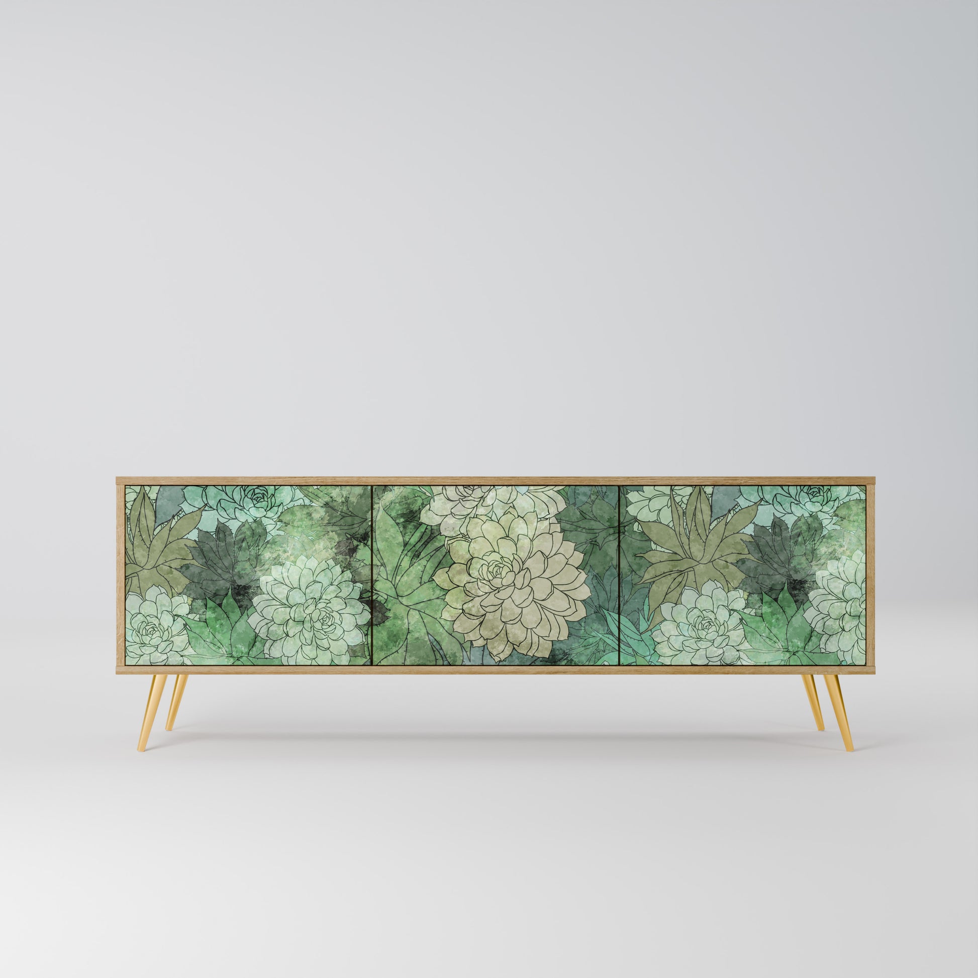 SUCCULENT CLUSTER 3-Door TV Stand in Oak Effect