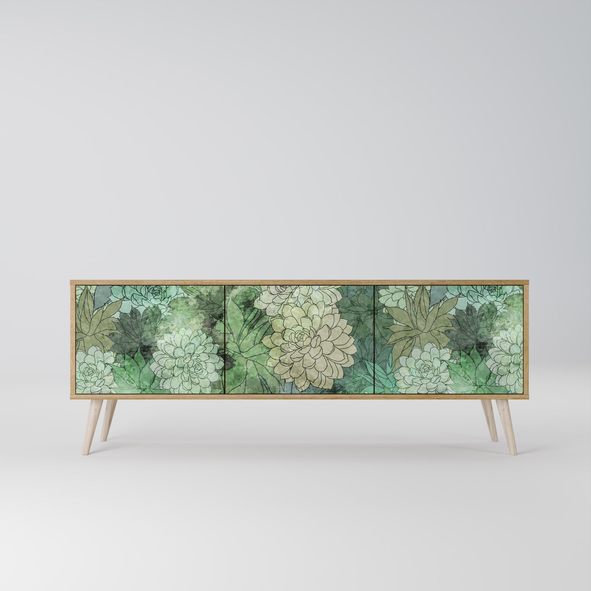 SUCCULENT CLUSTER 3-Door TV Stand in Oak Effect